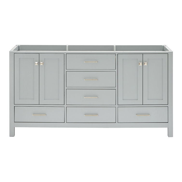 Cambridge 66" Gray Double Freestanding Bathroom Vanity Cabinet