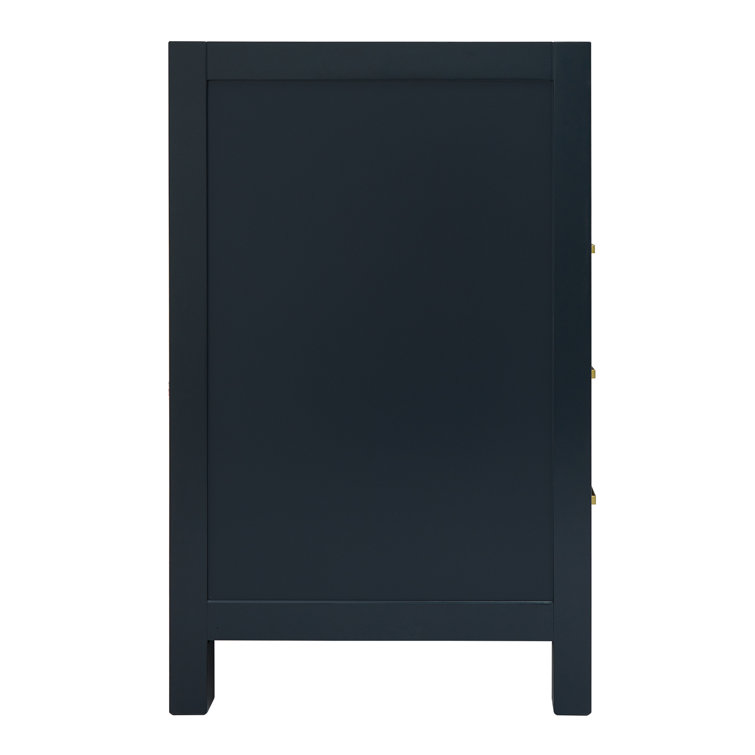 Cambridge Midnight Blue Double Freestanding Vanity Cabinet with Satin Brass Hardware