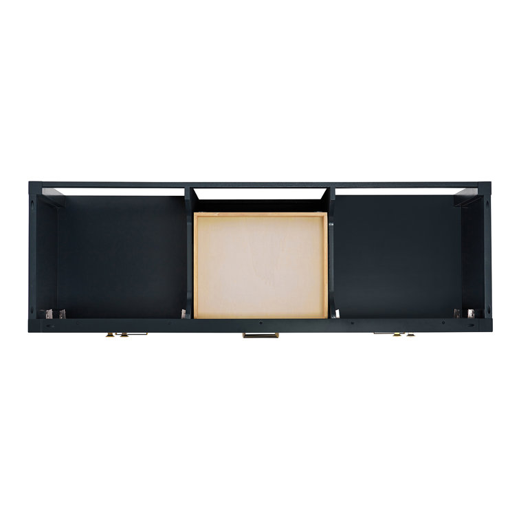 Cambridge Midnight Blue Double Freestanding Vanity Cabinet with Satin Brass Hardware