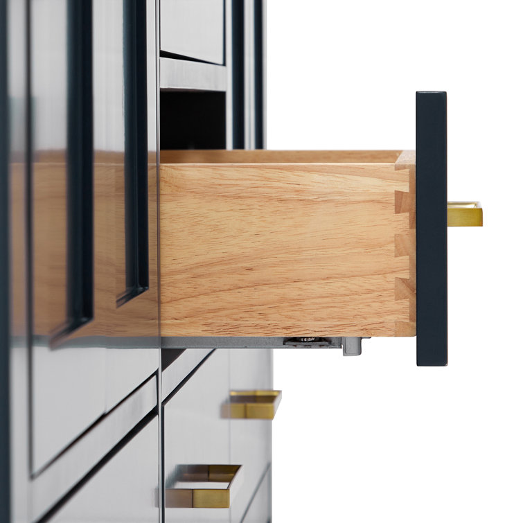 Cambridge Midnight Blue Double Freestanding Vanity Cabinet with Satin Brass Hardware