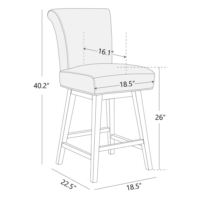 Cream Upholstered Swivel Counter Stool with Solid Wood Base