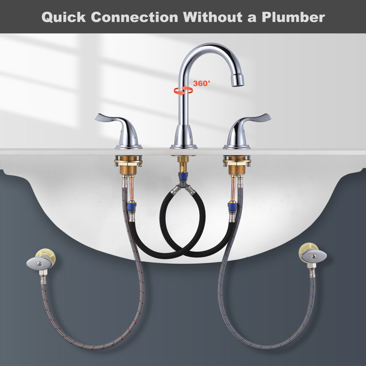 Polished Chrome 8 in. Widespread Double Handle Bathroom Faucet