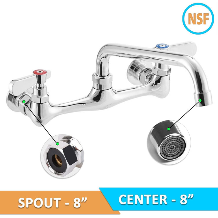 Chrome Wall Mounted Dual Lever Bathroom Faucet