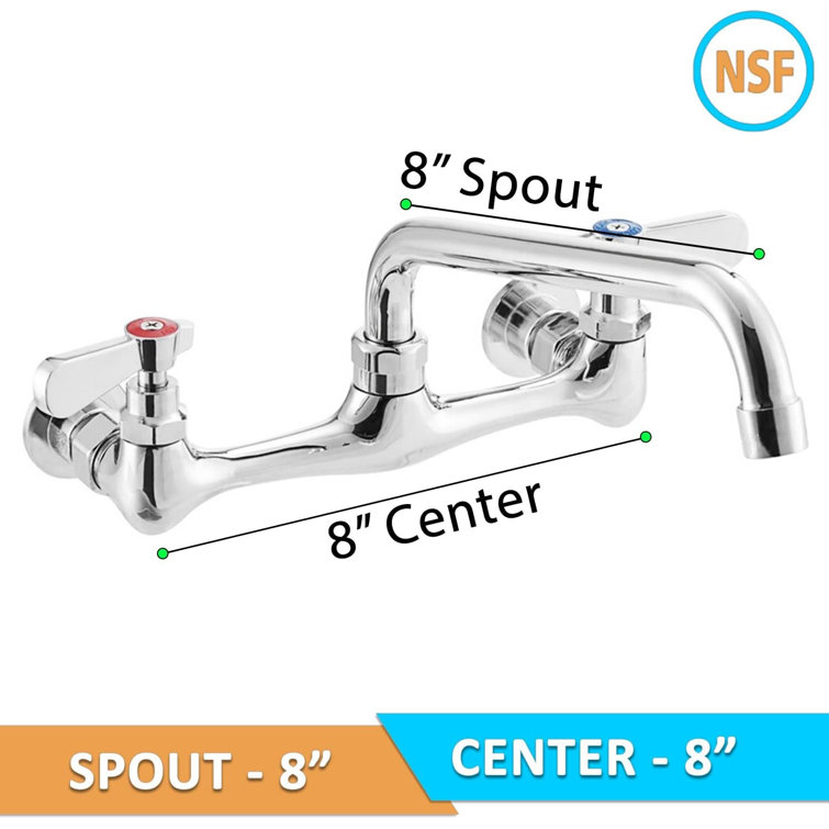 Chrome Wall Mounted Dual Lever Bathroom Faucet