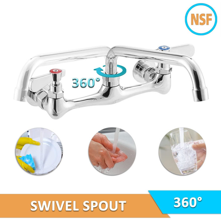 Chrome Wall Mounted Dual Lever Bathroom Faucet
