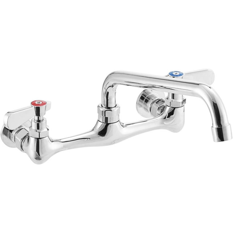 Chrome Wall Mounted Dual Lever Bathroom Faucet