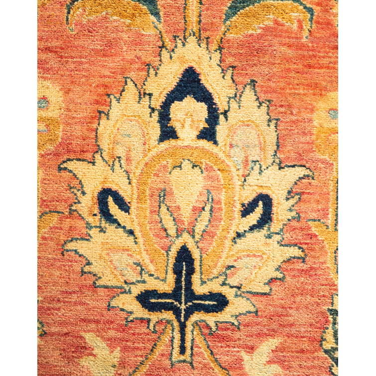 Handmade Orange and Navy Wool 6' x 9' Area Rug