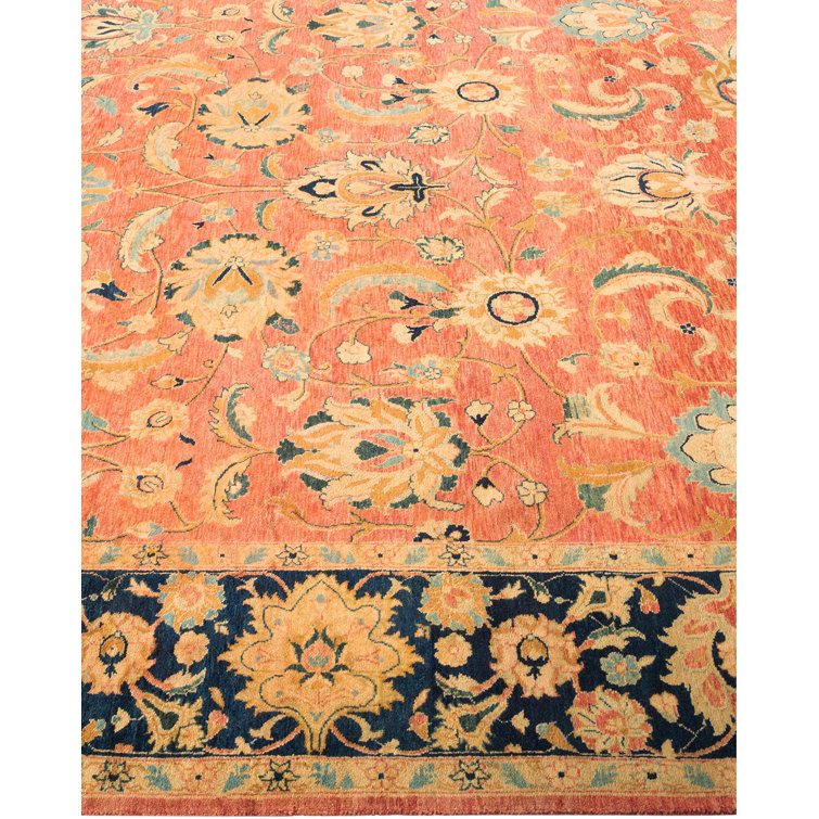 Handmade Orange and Navy Wool 6' x 9' Area Rug