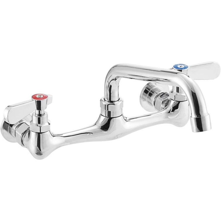 Chrome Wall Mounted Dual Lever Bathroom Faucet