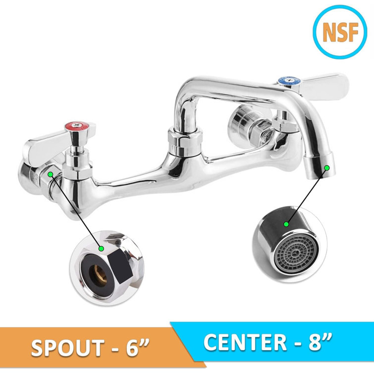 Chrome Wall Mounted Dual Lever Bathroom Faucet