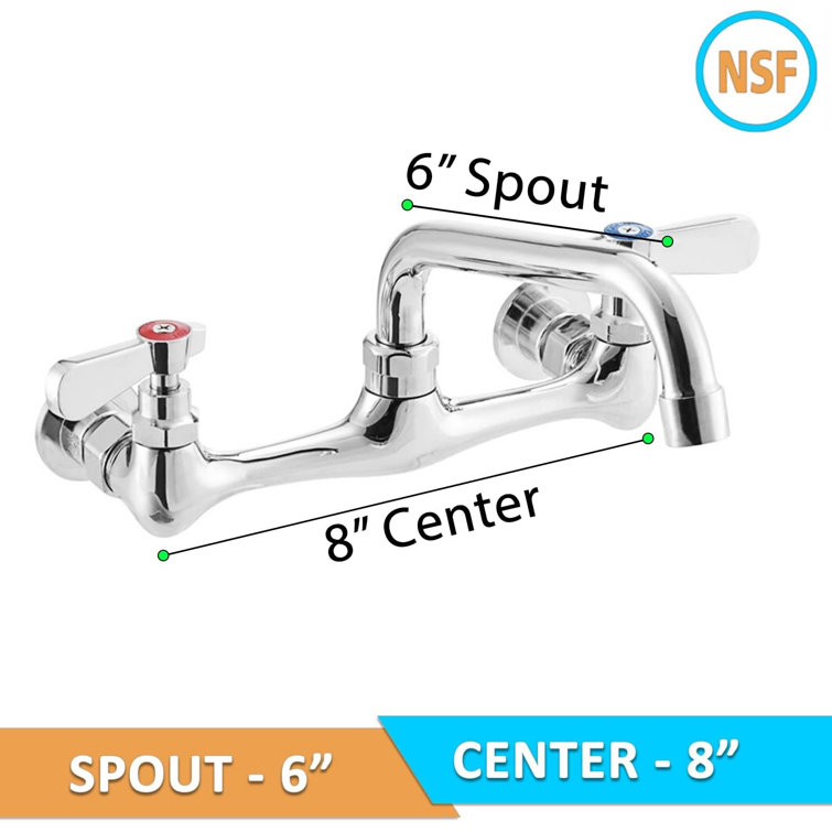 Chrome Wall Mounted Dual Lever Bathroom Faucet