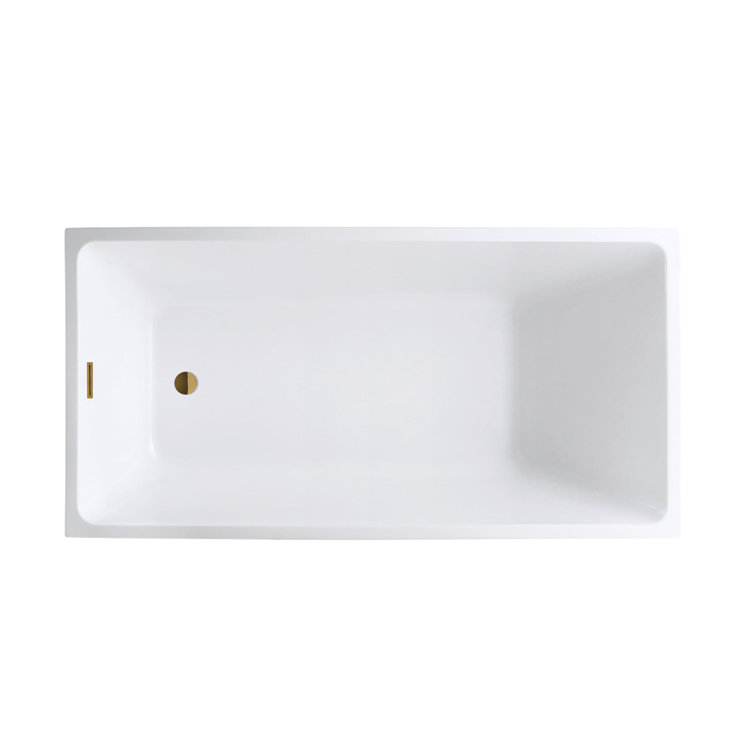47" White Acrylic Freestanding Soaking Bathtub with Titanium Gold Drain