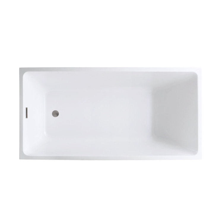 47" White Acrylic Freestanding Soaking Bathtub