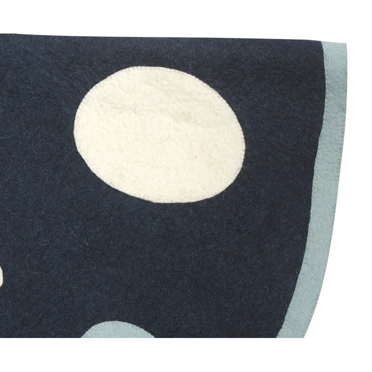 Blue Polka Dot Hand-Felted Wool Christmas Tree Skirt - 60 Inches