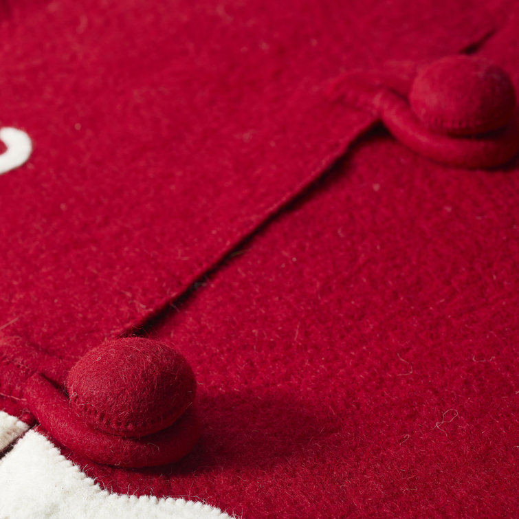 Hand-Felted Red Wool Christmas Tree Skirt with Cats and Trees