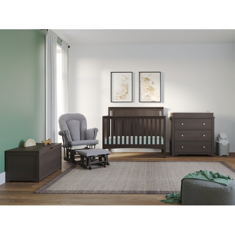 Harmony Dapper Gray 3-Drawer Nursery Dresser with Table Topper