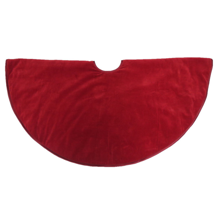 Luxurious Red Velvet Christmas Tree Skirt with Satin Ties
