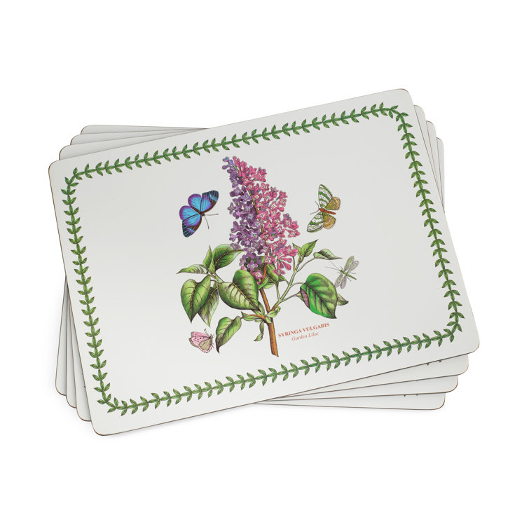 Botanic Garden Floral Hardboard Placemats with Cork Backing, Set of 4