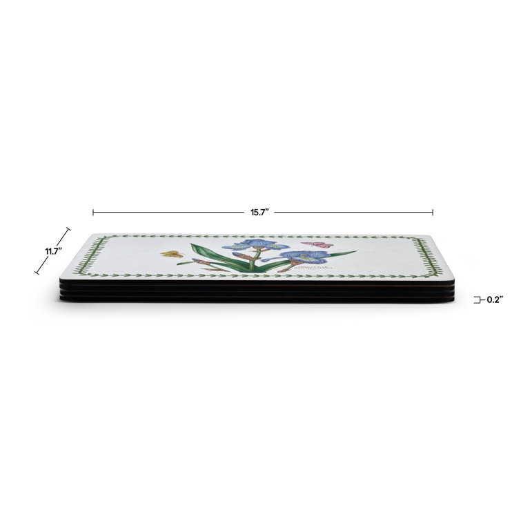Botanic Garden Floral Hardboard Placemats with Cork Backing, Set of 4