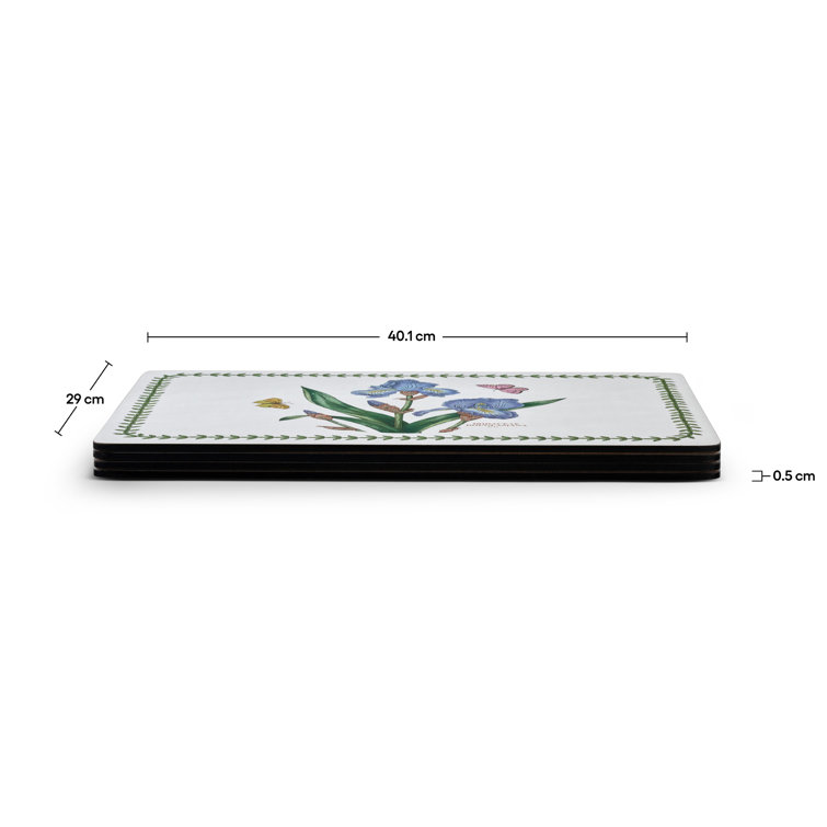 Botanic Garden Floral Hardboard Placemats with Cork Backing, Set of 4