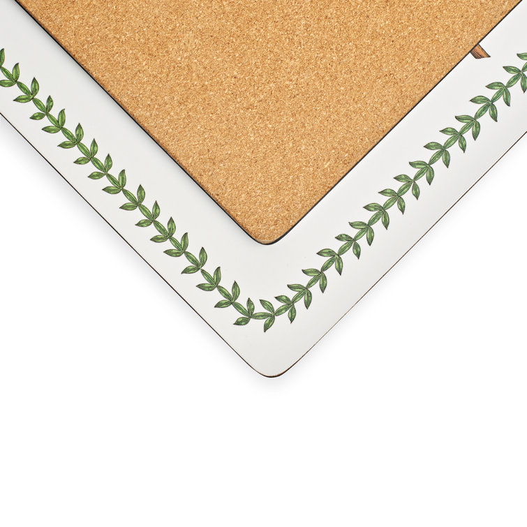 Botanic Garden Floral Hardboard Placemats with Cork Backing, Set of 4