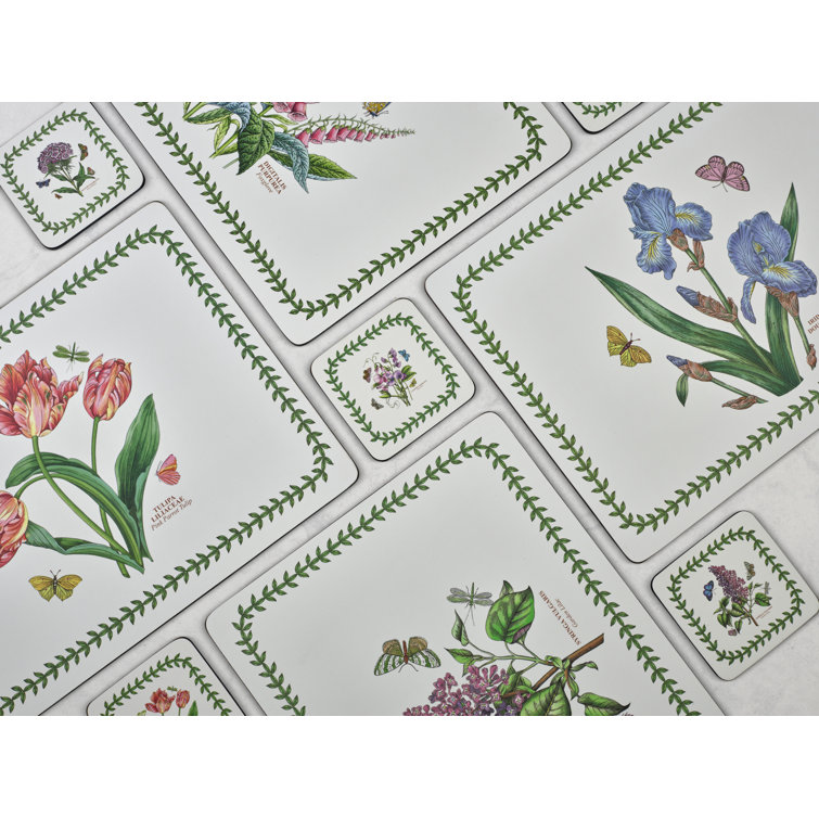 Botanic Garden Floral Hardboard Placemats with Cork Backing, Set of 4