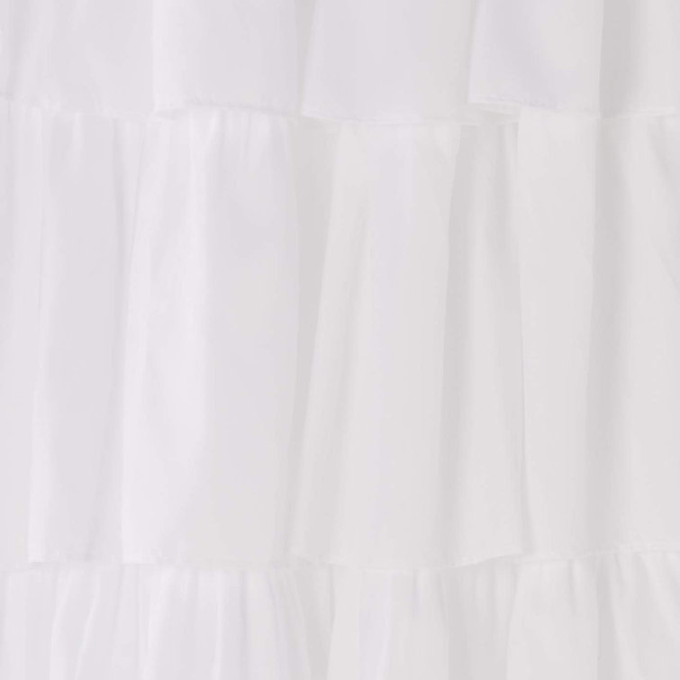 White Sheer Pleated Rod Pocket Ruffled Curtain Panels, 84" x 40"