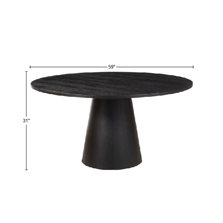 Vintage Black Round Pedestal Dining Table with Reclaimed Wood