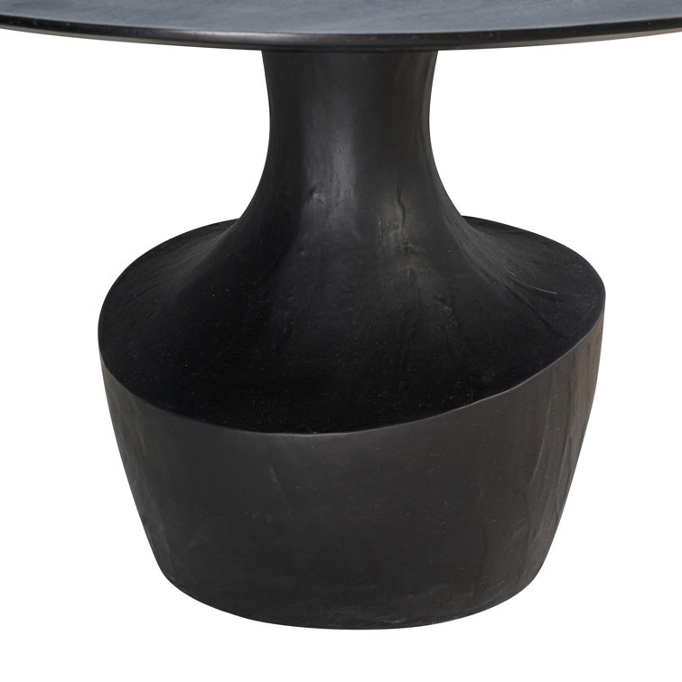 Black Acacia and Faux Plaster Round Dining Table