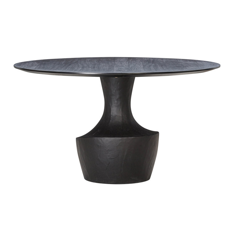 Black Acacia and Faux Plaster Round Dining Table