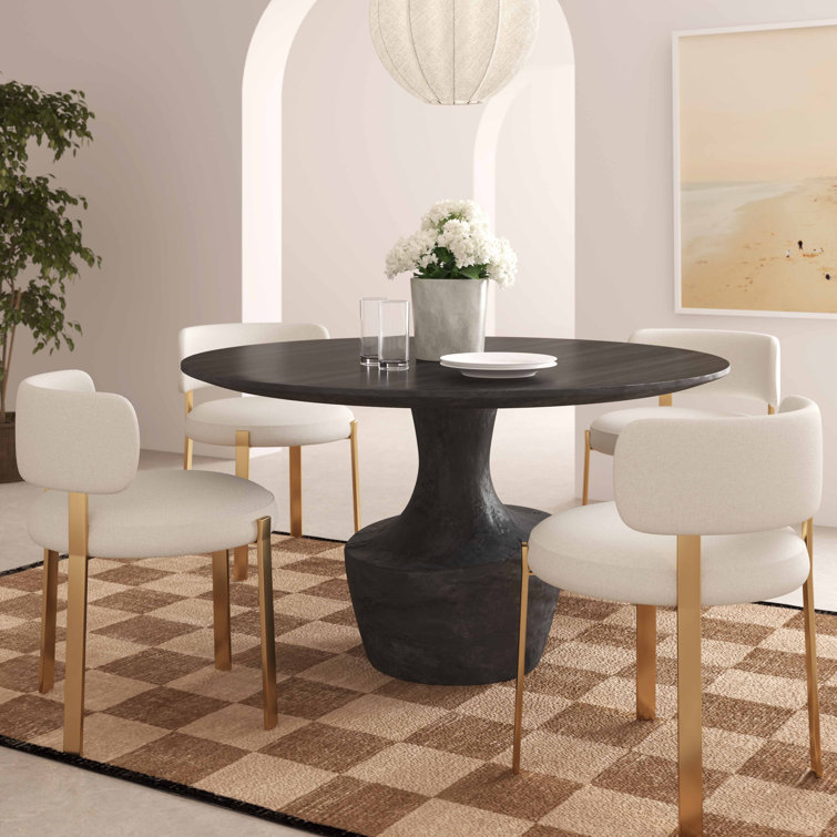 Black Acacia and Faux Plaster Round Dining Table