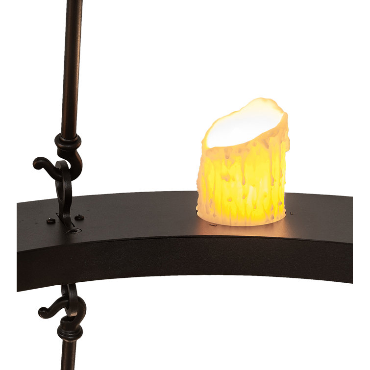 Loxley 24-Light Black Wagon Wheel Chandelier with Faux Candles