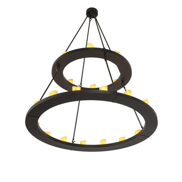 Loxley 24-Light Black Wagon Wheel Chandelier with Faux Candles