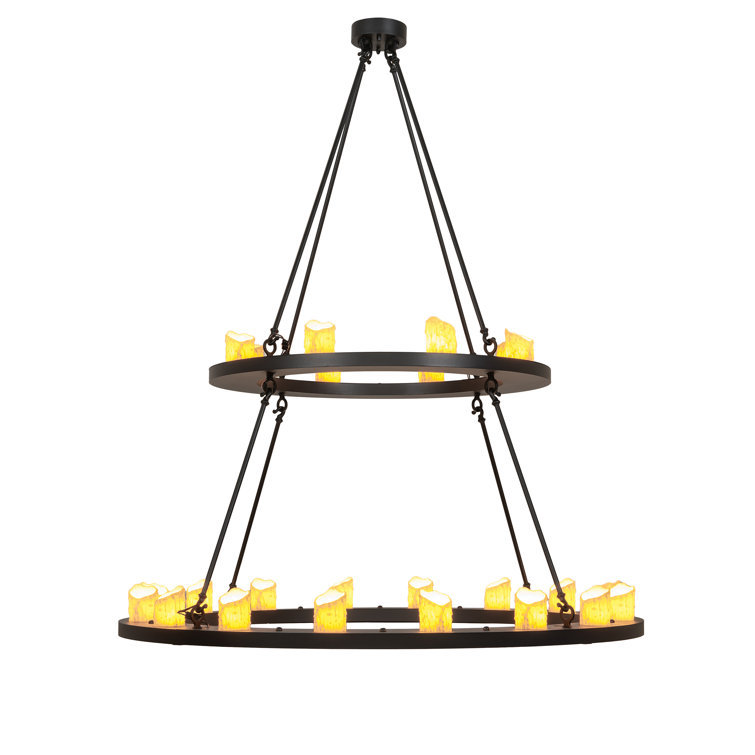 Loxley 24-Light Black Wagon Wheel Chandelier with Faux Candles