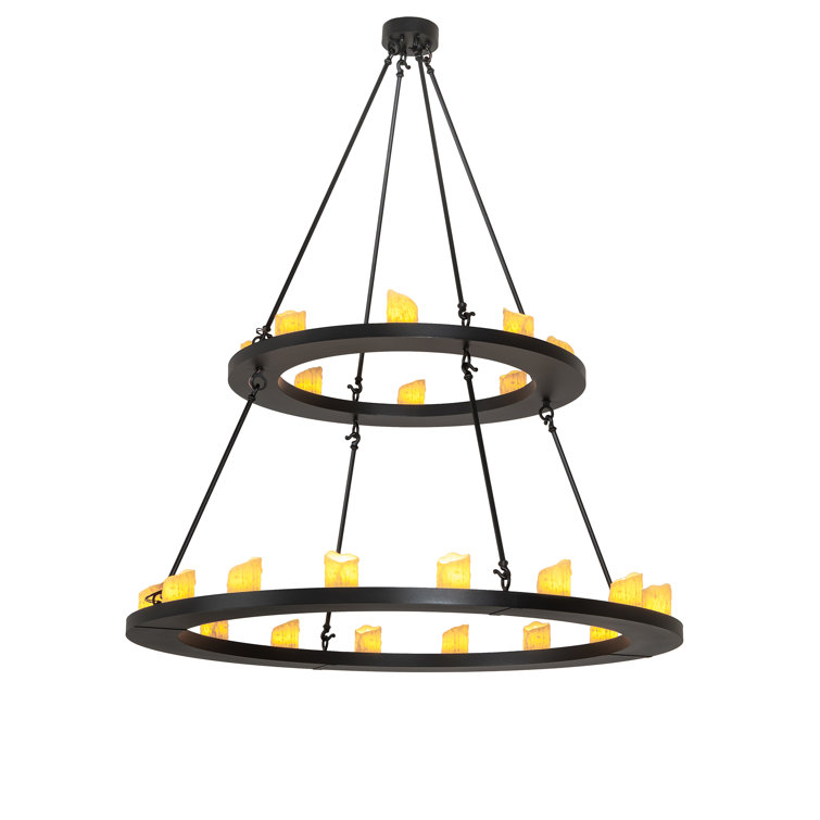 Loxley 24-Light Black Wagon Wheel Chandelier with Faux Candles