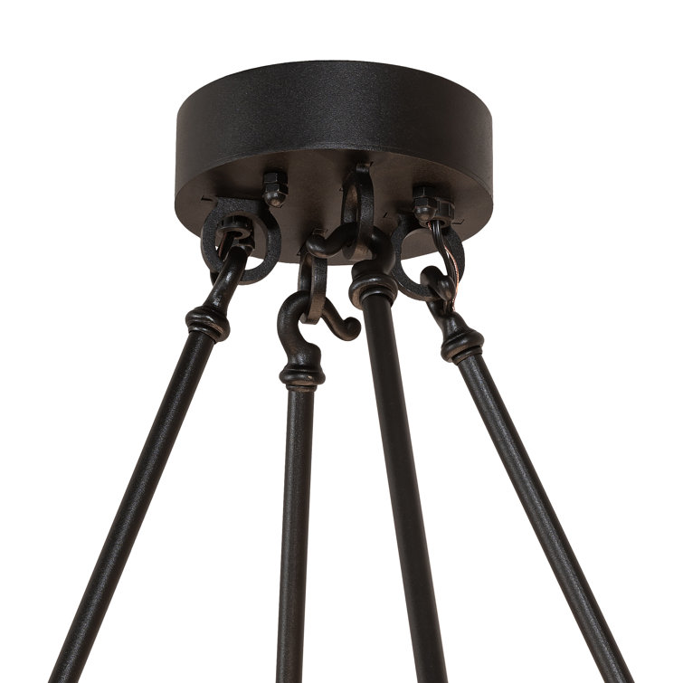 Loxley 24-Light Black Wagon Wheel Chandelier with Faux Candles