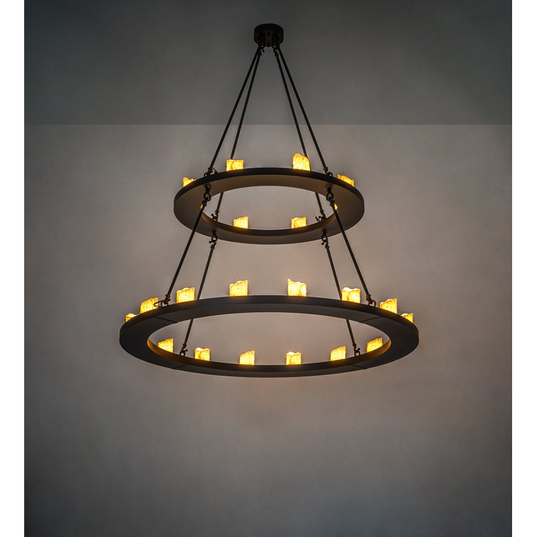 Loxley 24-Light Black Wagon Wheel Chandelier with Faux Candles