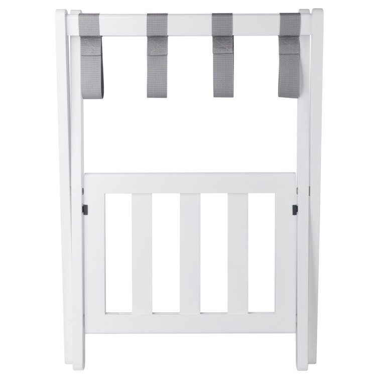 White Folding Wood Luggage Rack with Shelf