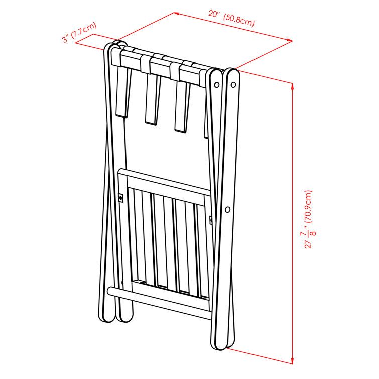 Black Wood Folding Luggage Rack with Shelf