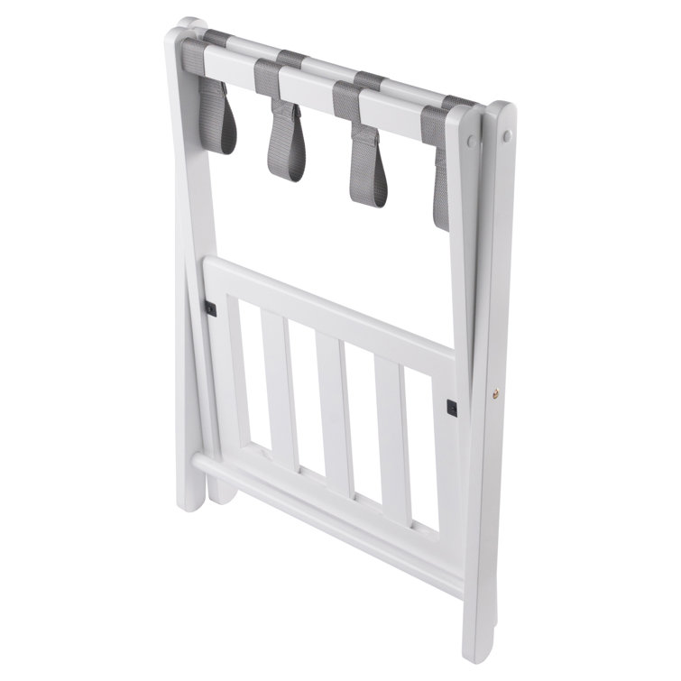 White Folding Wood Luggage Rack with Shelf