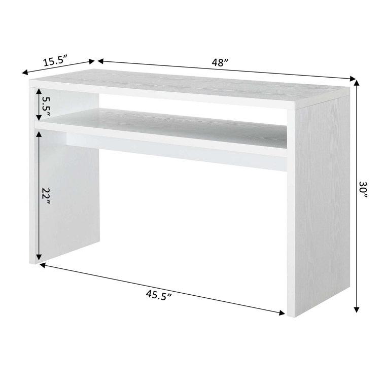 Contemporary White Melamine 48" Console Table with Storage Shelves