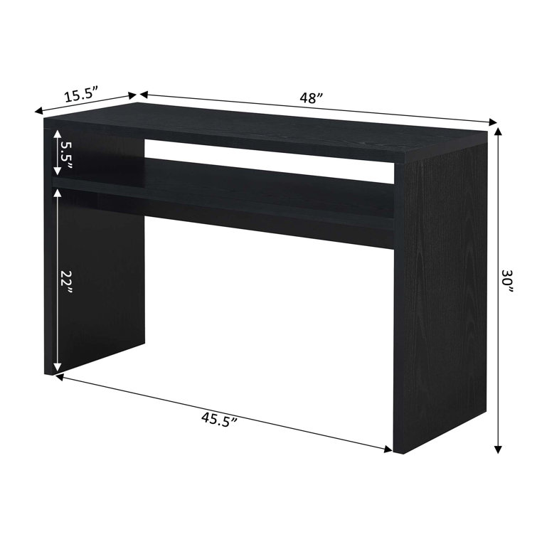 Northfield Deluxe 48" Black Wood and Glass Console Table with Storage