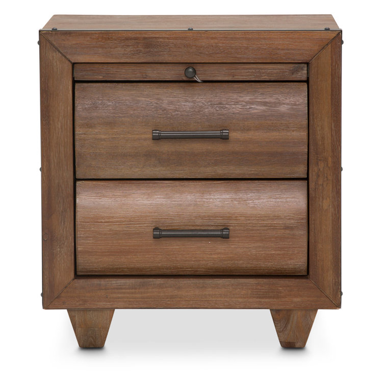 Transitional Brown 2-Drawer Nightstand with Burnt Umber Finish