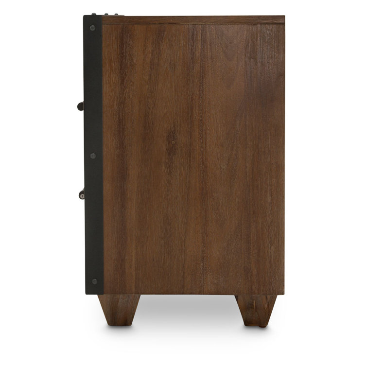 Transitional Brown 2-Drawer Nightstand with Burnt Umber Finish