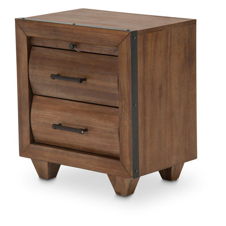 Transitional Brown 2-Drawer Nightstand with Burnt Umber Finish