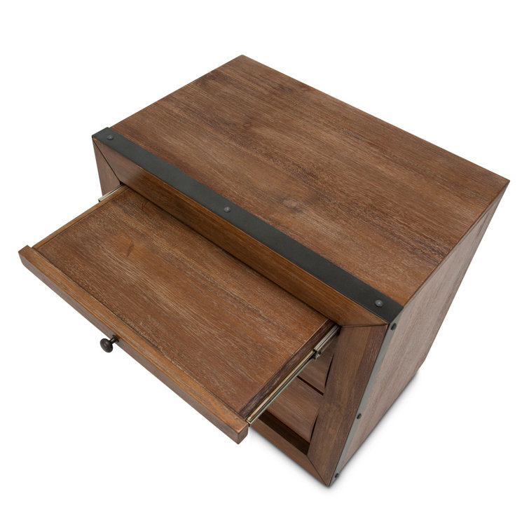 Transitional Brown 2-Drawer Nightstand with Burnt Umber Finish