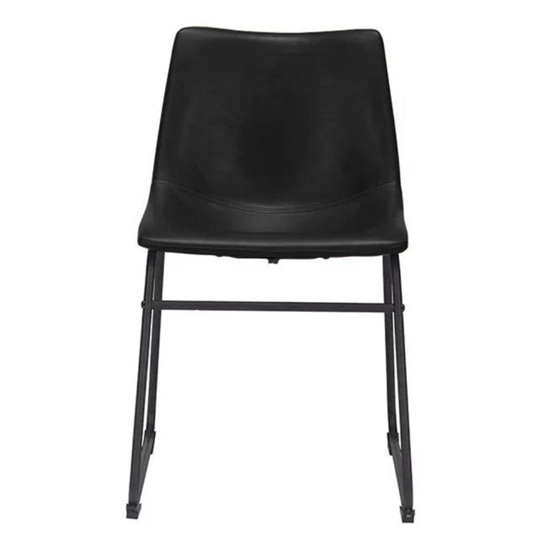 Set of 2 Black Faux Leather Upholstered Dining Chairs with Metal Legs