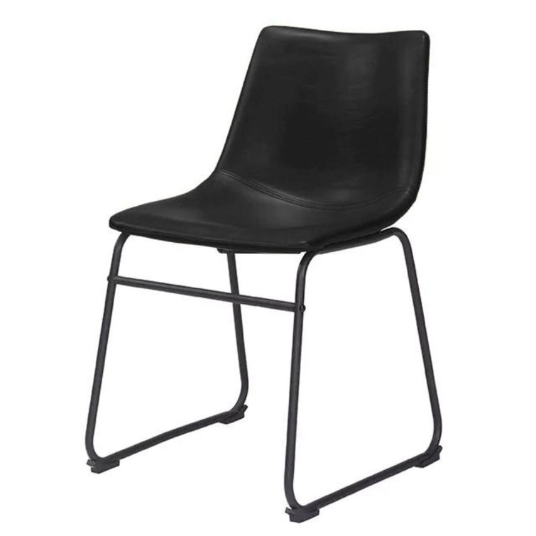 Set of 2 Black Faux Leather Upholstered Dining Chairs with Metal Legs