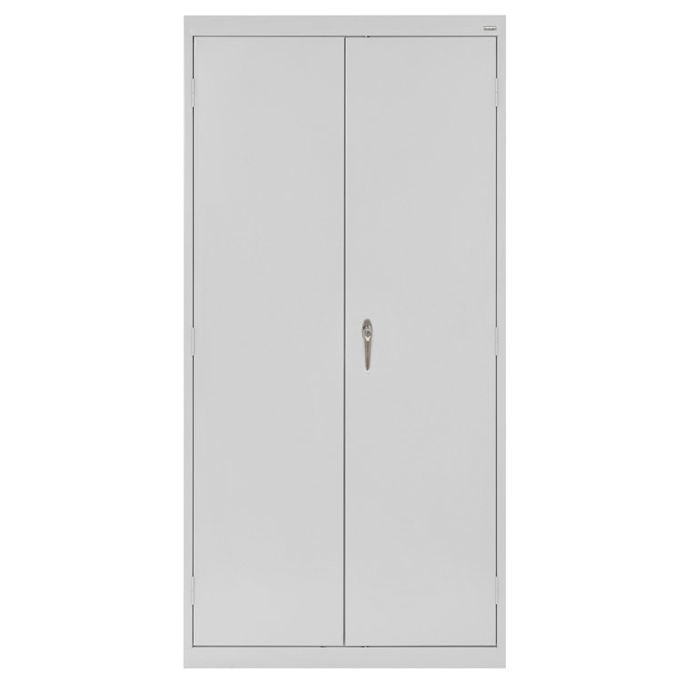 Dove Gray Steel Office Storage Cabinet with Adjustable Shelves