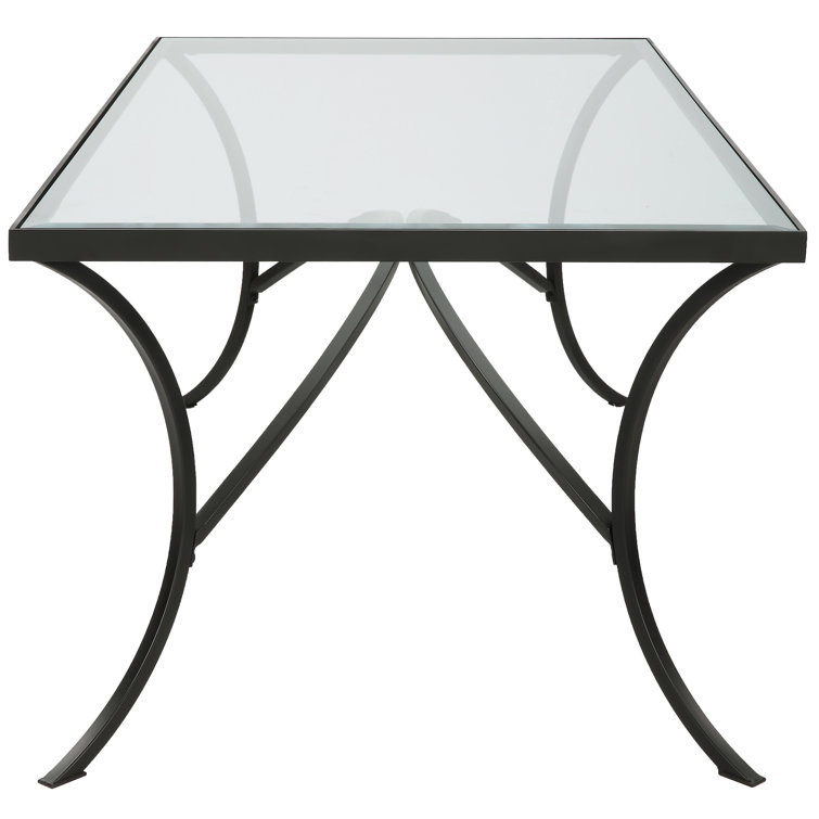 Alayna Black Metal and Clear Glass Rectangular Coffee Table